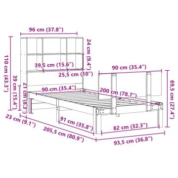 Bookcase Bed 90x200cm - Solid Pinewood Frame | HipoMarket