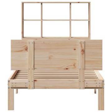 Bookcase Bed without Mattress - Solid Wood Pine 100x200cm