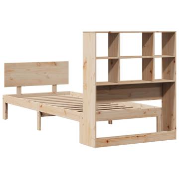 Bookcase Bed without Mattress - Solid Wood Pine 100x200cm