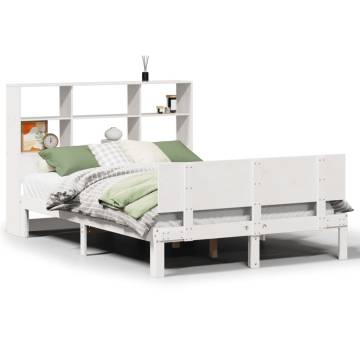 Bookcase Bed Without Mattress - White King Size 150x200 cm