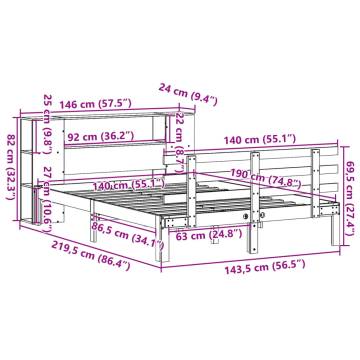 Bookcase Bed without Mattress 140x190cm | Solid Wood Pine
