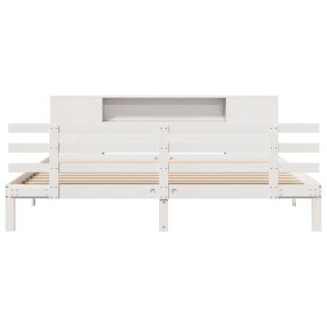 Bookcase Bed Without Mattress - Solid Pine, White, 200x200cm