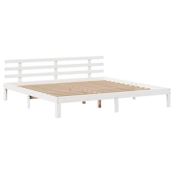 Bookcase Bed Without Mattress - Solid Pine, White, 200x200cm