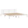 Bookcase Bed Without Mattress - Solid Pine, White, 200x200cm