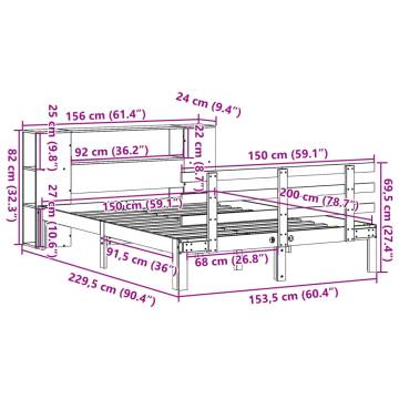 Bookcase Bed Without Mattress - Wax Brown King Size - Hipo Market