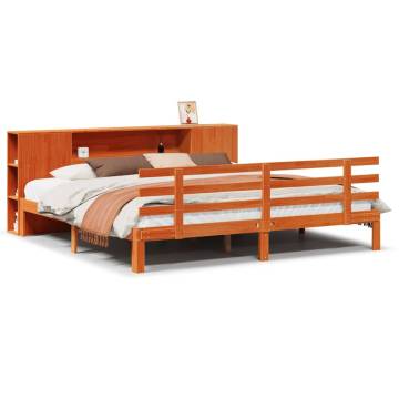 Bookcase Bed without Mattress - Solid Pine Wax Brown 180x200 cm