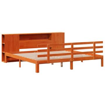 Bookcase Bed without Mattress - Solid Pine Wax Brown 180x200 cm