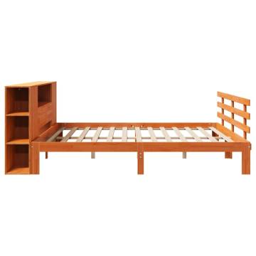 Bookcase Bed without Mattress - Solid Pine Wax Brown 180x200 cm