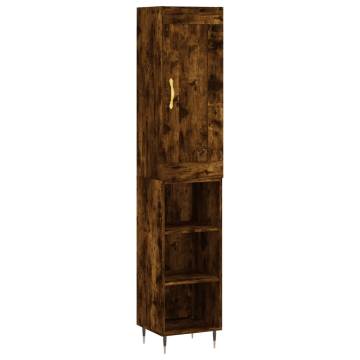 Stylish Highboard Smoked Oak - Engineered Wood - 34.5x34x180 cm