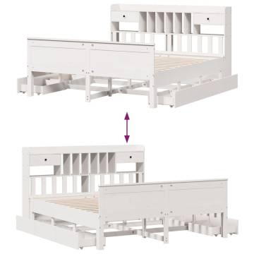 Bookcase Bed without Mattress - White 180x200 cm Super King