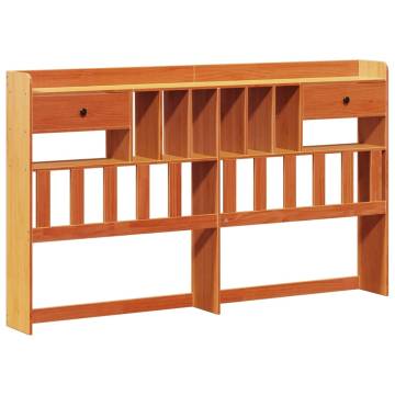 Bookcase Bed Without Mattress in Wax Brown | Solid Wood Pine