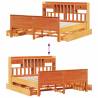 Bookcase Bed Without Mattress in Wax Brown | Solid Wood Pine