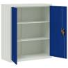 Light Grey & Blue File Cabinet - 90x40x105 cm Steel Storage