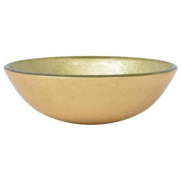 Stylish 42cm Gold Tempered Glass Basin | Hipomarket