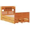 Bookcase Bed without Mattress - Wax Brown Solid Pine 120x200 cm