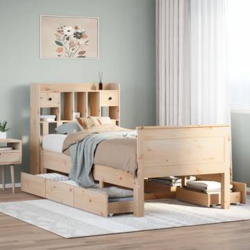 Bookcase Bed 90x200 cm Solid Pine - Stylish & Practical