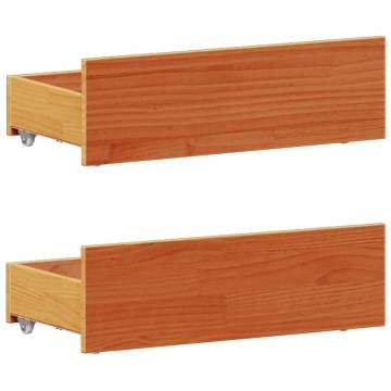 Bookcase Bed without Mattress - Solid Pine, Wax Brown 90x200 cm