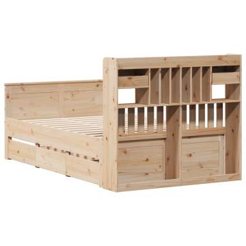 Bookcase Bed 120x190 cm - Solid Pine Wood | Hipo Market