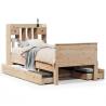 Bookcase Bed without Mattress - Solid Wood Pine 75x190 cm