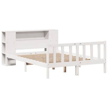 Bookcase Bed Without Mattress - White Pine 140x190 cm