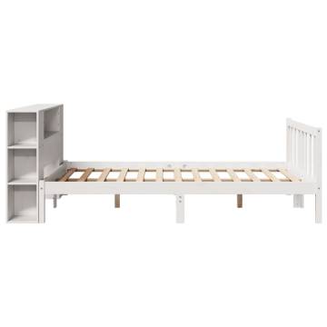 Bookcase Bed Without Mattress - White Pine 140x190 cm