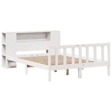 Bookcase Bed without Mattress - White Solid Wood Pine 120x200 cm