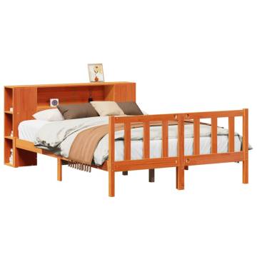 Bookcase Bed Without Mattress - Wax Brown Solid Pine 135x190 cm