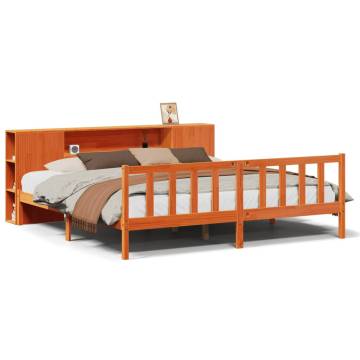 Bookcase Bed without Mattress - Solid Wood Pine - Wax Brown