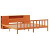 Bookcase Bed without Mattress - Solid Wood Pine - Wax Brown