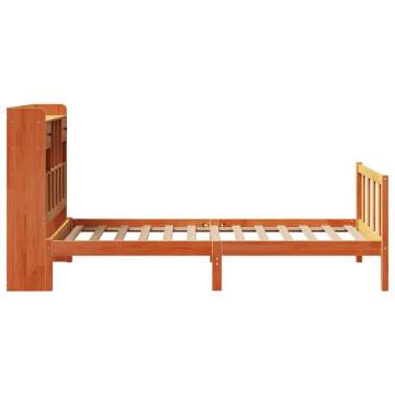 Bookcase Bed without Mattress - Wax Brown Solid Pine 75x190 cm