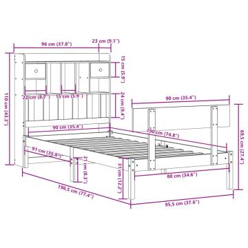 Bookcase Bed 90x190 cm - Solid Wood Pine | Hipomarket