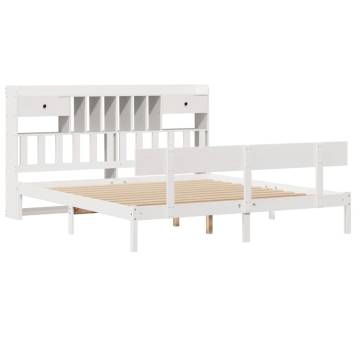 Bookcase Bed without Mattress - White 200x200 cm Solid Pine