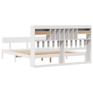 Bookcase Bed without Mattress - White 200x200 cm Solid Pine