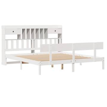 Bookcase Bed without Mattress - White Solid Pine | Hipomarket