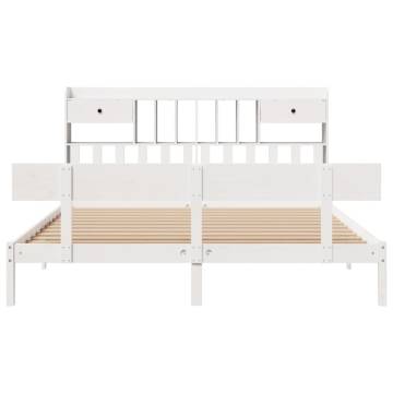 Bookcase Bed without Mattress - White Solid Pine | Hipomarket