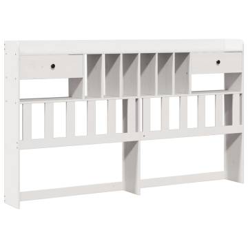 Bookcase Bed without Mattress - White Solid Pine | Hipomarket