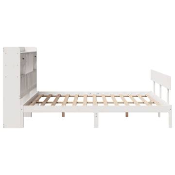 Bookcase Bed without Mattress - White Solid Pine | Hipomarket