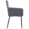 Modern Grey Faux Suede Dining Chairs with Armrests - 6 pcs