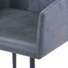 Modern Grey Faux Suede Dining Chairs with Armrests - 6 pcs