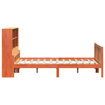 Bookcase Bed Without Mattress - Wax Brown Solid Wood 160x200 cm