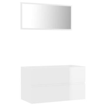 Stylish 2 Piece Bathroom Furniture Set - High Gloss White