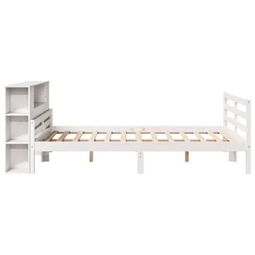 Bookcase Bed Without Mattress - White Solid Pine 135x190 cm