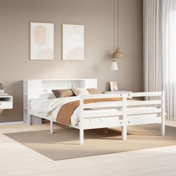 Bookcase Bed Without Mattress - White Solid Pine 160x200 cm