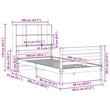 Bookcase Bed without Mattress - White 100x200 cm Solid Pine