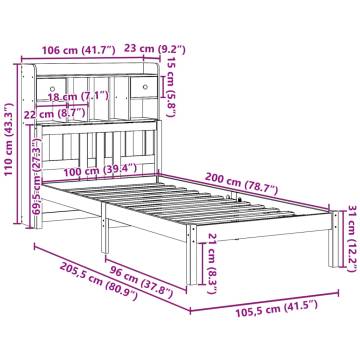 White Bookcase Bed 100x200 cm - Solid Pinewood | HipoMarket