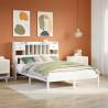 Bookcase Bed without Mattress - King Size Solid Pine White