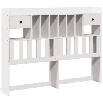 Bookcase Bed without Mattress - King Size Solid Pine White