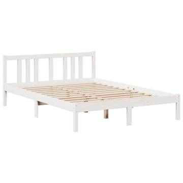 Bookcase Bed without Mattress - King Size Solid Pine White