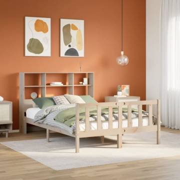 Bookcase Bed without Mattress 140x190 cm - Solid Pine Wood