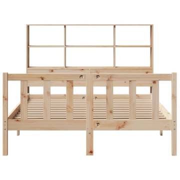 Bookcase Bed without Mattress 140x190 cm - Solid Pine Wood